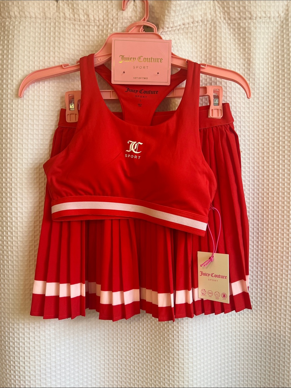 Juicy Couture Red Sport Tank and Pleated Skirt Set